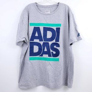 Adidas Gray Blue & Green Logo Letter Tee Shirt 2X